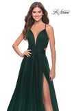 Picture of: Tulle Ball Gown with Side Cut Outs and High Slit in Dark Emerald, Style: 31347, Detail Picture 6