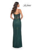 Picture of: Rhinestone Fishnet Dress with Lace Detail on Sheer Bodice in Green, Style: 32232, Detail Picture 6