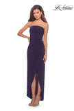 Picture of: Long Strapless Jersey Dress with Side Ruching in Dark Purple, Style: 28204, Main Picture