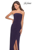 Picture of: Long Strapless Jersey Dress with Side Ruching in Dark Purple, Style: 28204, Detail Picture 5