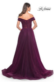 Picture of: A-Line Tulle Prom Dress with Off the Shoulder Top in Dark Berry, Style: 30498, Detail Picture 5