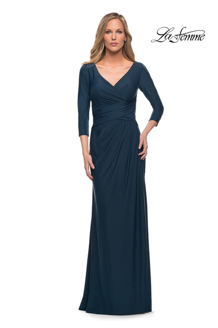 Picture of: Ultra Soft Jersey Long Dress with Three-Quarter Sleeves in Dark Teal, Main Picture