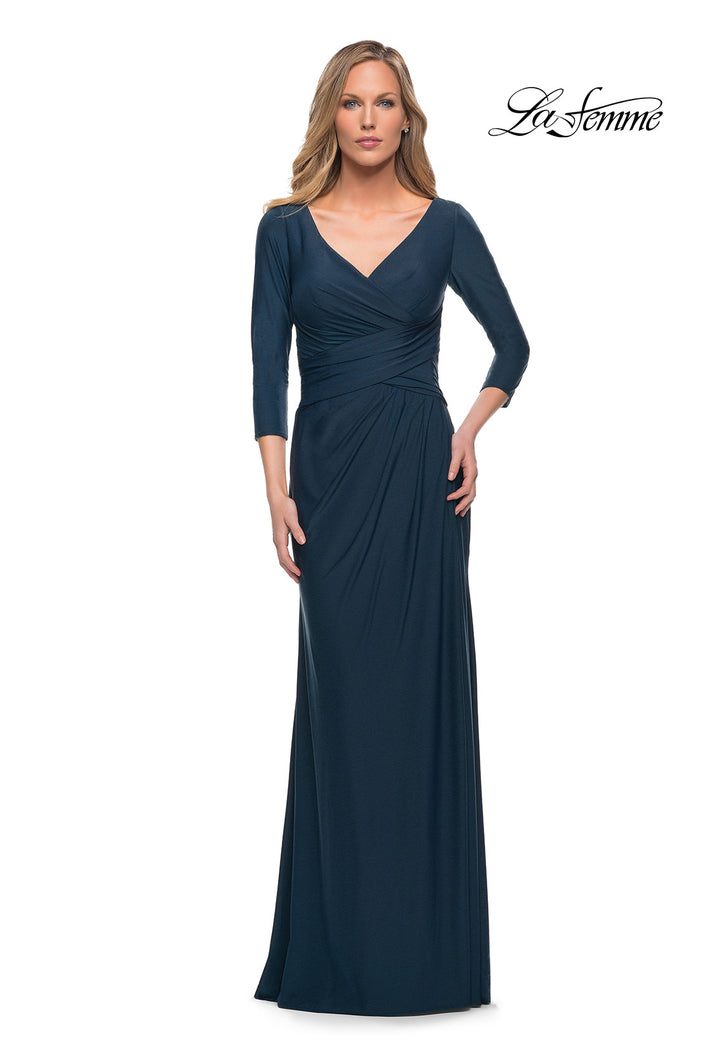 Picture of: Ultra Soft Jersey Long Dress with Three-Quarter Sleeves in Dark Teal, Main Picture