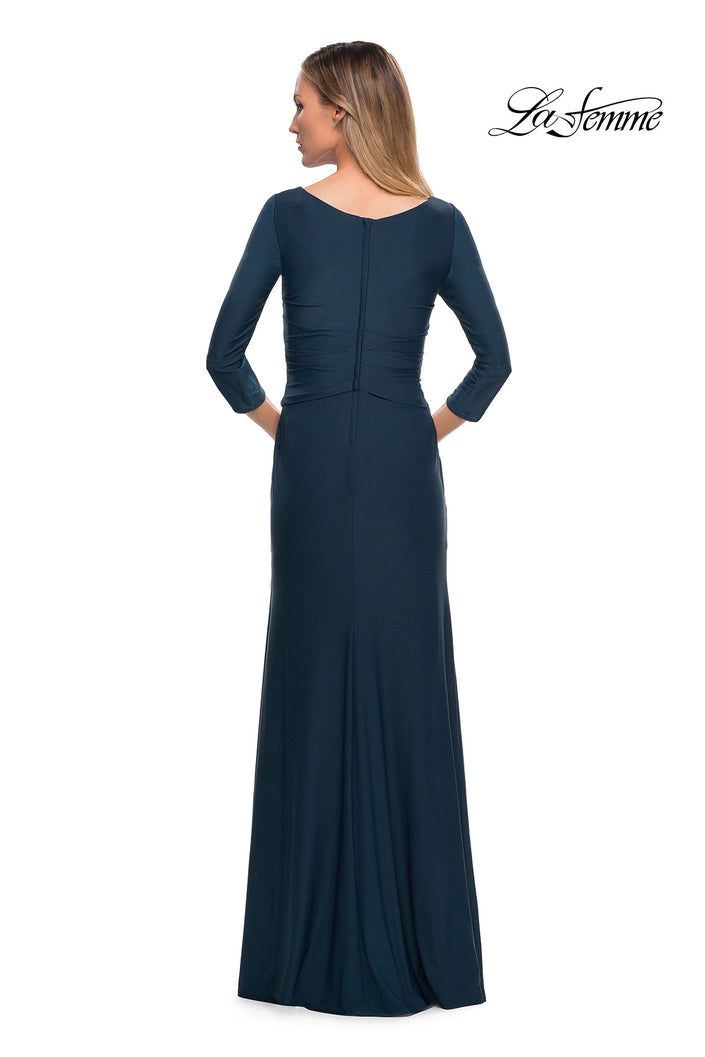 Picture of: Ultra Soft Jersey Long Dress with Three-Quarter Sleeves in Dark Teal, Back Picture