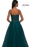Picture of: Beautiful A-line Prom Dress with Rhinestone Encrusted Corset Top in Dark Teal, Style: 32754, Detail Picture 19