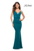 Picture of: Versatile Ruched Jersey Dress with Faux Wrap Top in Dark Teal, Style: 30780, Detail Picture 1