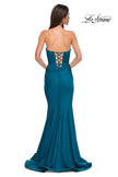 Picture of: Simple Jersey Mermaid Prom Dress with Sweetheart Neckline in Dark Teal, Style 32872, Detail Picture 6