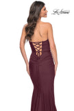 Picture of: Simple Jersey Mermaid Prom Dress with Structured Hem in Dark Wine, Style: 32289, Detail Picture 8