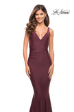 Picture of: Simple Jersey Gown with Flattering Ruching in Dark Wine, Style: 30746, Detail Picture 11