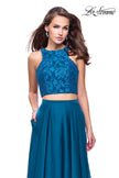 Picture of: Two Piece Prom Gown with Beaded lace Top and Pockets in Dark Teal, Style: 26087, Detail Picture 1