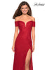 Picture of: Off The Shoulder Long Stretch Lace Prom Dress in Deep Red, Style: 26998, Main Picture