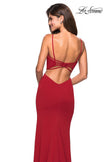 Picture of: Form Fitting Long Dress with Cut Outs and Strappy Back in Deep Red, Style: 27516, Main Picture