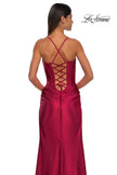 Picture of: Unique Stretch Satin Gown with Corset Bodice and Open Back in Deep Red, Style: 32683, Detail Picture 9