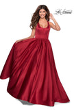 Picture of: Satin Ball Gown with Criss Cross Back and Pockets in Deep Red, Style: 28281, Detail Picture 2