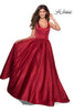 Picture of: Satin Ball Gown with Criss Cross Back and Pockets in Deep Red, Style: 28281, Detail Picture 2