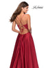 Picture of: V-Neck Satin Prom Dress with Lace Up Back in Deep Red, Style: 28628, Detail Picture 2