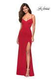 Picture of: Form Fitting Long Dress with Cut Outs and Strappy Back in Deep Red, Style: 27516, Detail Picture 5