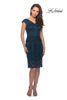 Picture of: Peplum Knee Length Lace Dress with Cap Sleeves in Deep Teal, Style: 25529, Main Picture