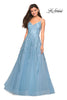 Picture of: Floral Embellished A-Line Tulle Prom Dress in Dusty Blue, Style: 27819, Main Picture