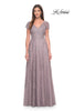 Picture of: A-Line Dress with Lace Applique and Sheer Short Sleeves in Dusty Lilac, Style: 30168, Detail Picture 1