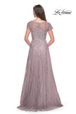 Picture of: A-Line Dress with Lace Applique and Sheer Short Sleeves in Dusty Lilac, Style: 30168, Detail Picture 2