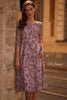 Picture of: Tea Length Embroidered Dress with Sheer Sleeves, Style: 27971, Main Picture