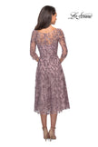 Picture of: Tea Length Embroidered Dress with Sheer Sleeves, Style: 27971, Detail Picture 4