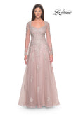 Picture of: Beautiful A-line Tulle and Lace Long Sleeve Gown in Dusty Mauve, Style: 31937, Main Picture