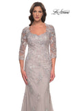 Picture of: Mermaid Tulle and Lace Dress with Illusion Sleeves in Dusty Mauve, Style: 30200, Detail Picture 1