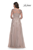 Picture of: Tulle and Lace A-Line Dress with V Neckline in Dusty Mauve, Style: 30398, Detail Picture 4