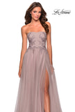 Picture of: Strapless Tulle Gown with Floral Embellishments in Dusty Mauve, Style: 28586, Main Picture