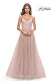 Picture of: Tulle A-Line Prom Dress with Rhinestone Straps in Dusty Mauve, Style: 31204, Detail Picture 8