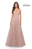 Picture of: A Line Tulle Gown with Lace Bodice and V Back in Dusty Mauve, Style: 31507, Detail Picture 8