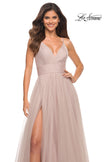 Picture of: A-line Tulle Gown with V Neckline and Pockets in Dusty Mauve, Detail Picture 1