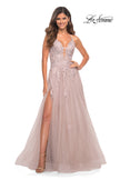 Picture of: Tulle A-line Dress with Jeweled Lace Appliques in Dusty Mauve, Detail Picture 1