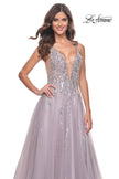 Picture of: A-Line Rhinestone and Beaded Embellished Prom Dress in Dusty Mauve, Style: 31995, Detail Picture 1