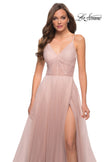 Picture of: A Line Tulle Prom Dress with Sheer Bodice in Dusty Mauve, Style 29076, Detail Picture 2