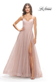 Picture of: Tulle A-Line Prom Dress with Rhinestone Straps in Dusty Mauve, Style: 31204, Detail Picture 2