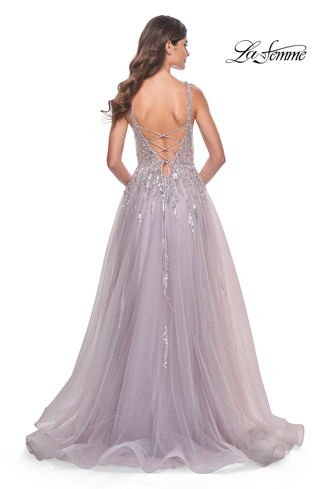 Picture of: A-Line Rhinestone and Beaded Embellished Prom Dress in Dusty Mauve, Style: 31995, Detail Picture 2