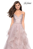 Picture of: Floor Length Tulle Dress with Floral Embellishments in Dusty Mauve, Style: 27579, Detail Picture 6