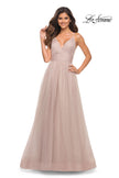 Picture of: A-line Tulle Gown with V Neckline and Pockets in Dusty Mauve, Detail Picture 6