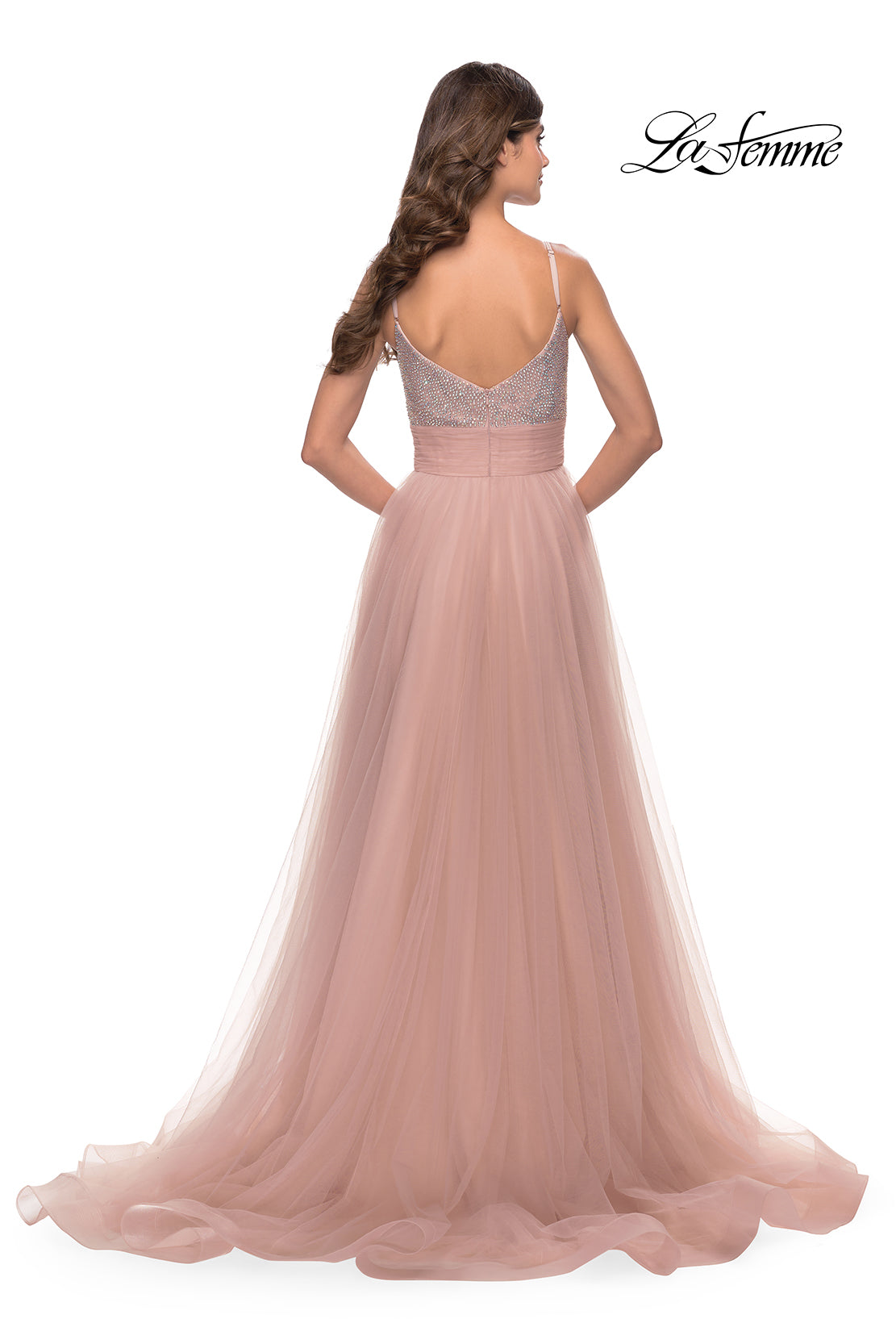 Picture of: Tulle Gown with Full Skirt and Rhinestone Bodice in Dusty Mauve, Style: 31238, Detail Picture 7