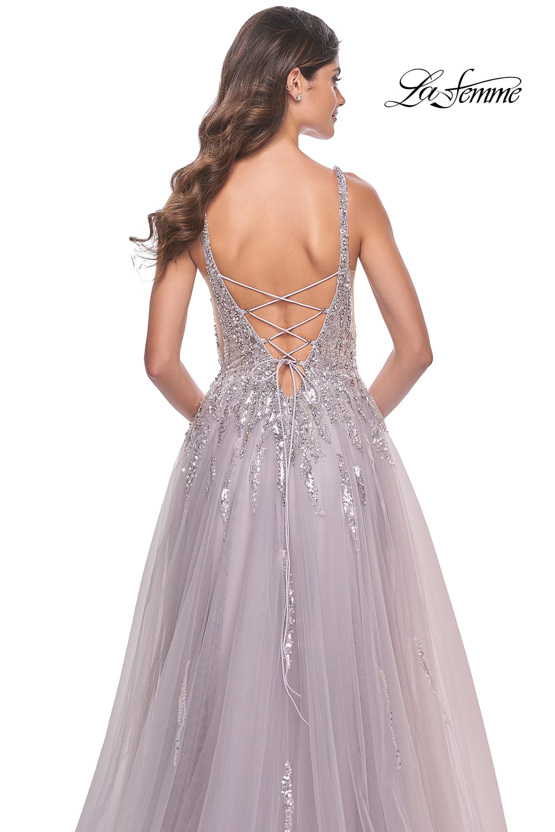 Picture of: A-Line Rhinestone and Beaded Embellished Prom Dress in Dusty Mauve, Style: 31995, Detail Picture 7