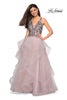Picture of: Cascading Tulle Prom Dress with Rhinestone Bodice in Dusty Pink, Style: 27649, Main Picture