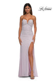 Picture of: Strapless Net Jersey Prom Dress with Unique Rhinestones in Dusty Pink, Style: 32774, Detail Picture 9