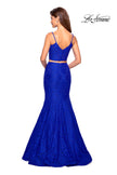 Picture of: Lace Two Piece Gown with Rhinestone Accents in Electric Blue, Style: 27589, Back Picture