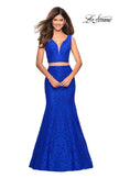 Picture of: Sweetheart Neckline Two Piece Long Lace Prom Dress in Electric Blue, Style: 27262, Detail Picture 2