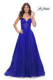 Picture of: A-Line Prom Dress with Sequin Lining and Illusion Top in Electric Blue, Style: 31986, Detail Picture 4