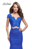 Picture of: Two Piece Mermaid Dress with Metallic Beading in Electric Blue, Style: 25918, Detail Picture 1