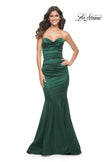Picture of: Stretch Satin Gown with Draped Sweetheart Neckline in Emerald, Style: 31915, Detail Picture 7